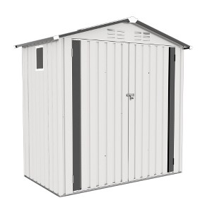Ridstar 73.23 in.W Compact Outdoor Metal Storage Shed with Gable Roof, Clear Windows & Lockable Door-White - 1 of 4