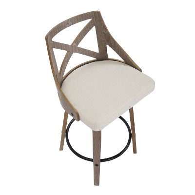 Charlotte 19" Dark Gray Wood Swivel Counter Stool, Set of 2