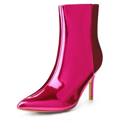 Allegra K Women's Pointy Toe Ankle Boots - Cross Strap, Stiletto Heel, Side Zip, Faux Suede - View #7