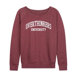 Women's - Instant Message - Overthinkers University Lightweight French Terry Wide Neck Long Sleeve Shirt - 1 of 4