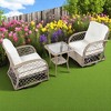 3-Piece Outdoor Chair & Table Set - 2-Person Rattan Seating Group with 360¡ã Swivel Chairs and Glass-Topped Square Table for Patio, Garden, or Balcony - 2 of 4