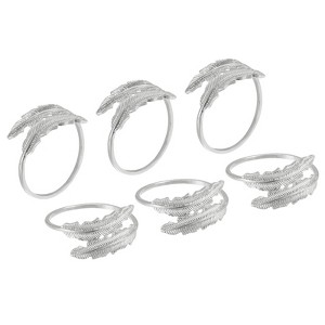 Unique Bargains Leaf Metal Wear-Resistant Dining Table Decorative Napkin Rings - 1 of 4