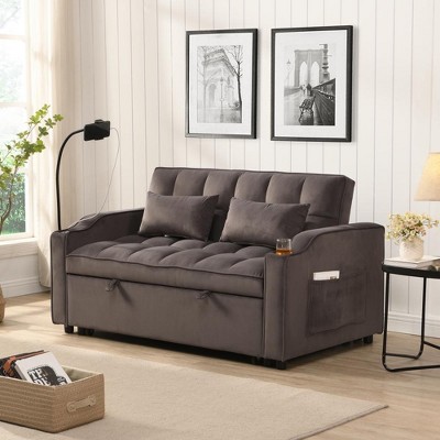 Vynxaria Sofa Bed with Trundle Charcoal Grey