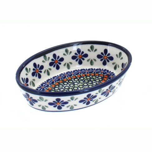 Blue Rose Polish Pottery  Mosaic Flower Large Mixing Bowl