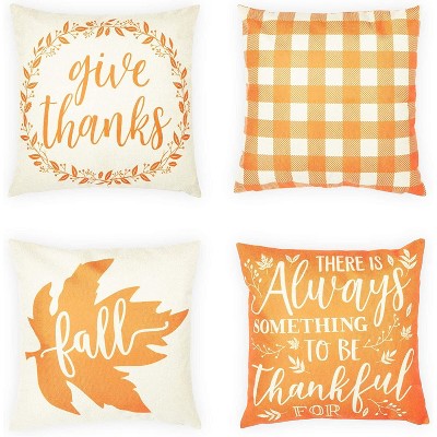 Okuna Outpost Set of 4 Fall Thanksgiving Decorative Pillow Case Cushion Covers 18 x 18 in, 4 Designs