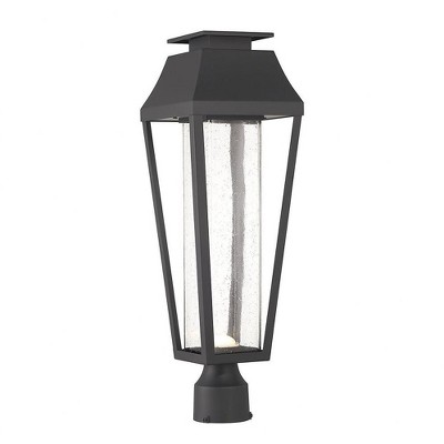 Brookline Matte Black LED Outdoor Post Lantern with Clear Seeded Glass