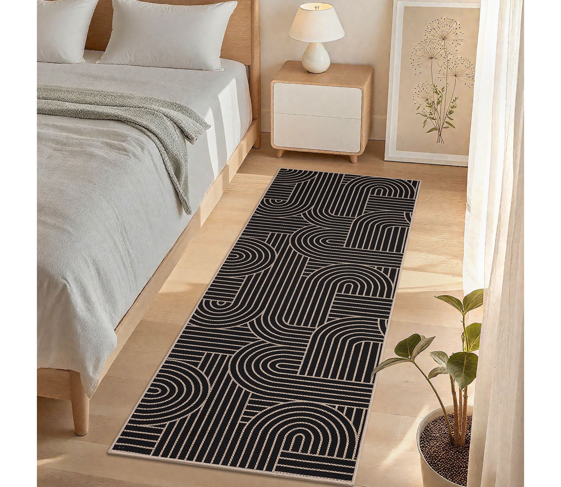 Garvee Modern Geometric Easy Jute Area Rug, Stripes Washable Indoor Outdoor Rugs, Non Slip Stain Resistant Mat for Living Room, Bedroom, Patio, Porch