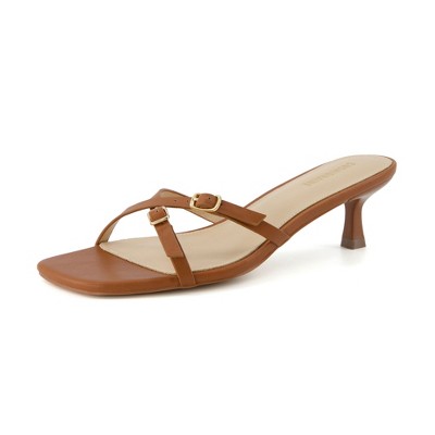 CUSHIONAIRE Women's Milan Kitten Heel Sandals +Memory Foam, Wide Widths Available
