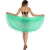 LA LEELA Summer Beachwear Sarong Coverups for Women Short Swimsuit Swim Cover Up Pool Beach Wraps Sheer Swimwear Bikini Cover-ups One Size Green,Solid - 4 of 4