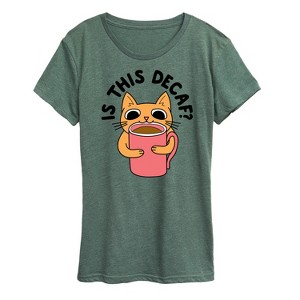 Women's - Instant Message - Is This Decaf Cat Short Sleeve Graphic T-Shirt - 1 of 4