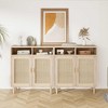 Farmhouse Style Rattan Buffet Cabinet Set –  Sideboard Buffet with Large Storage, Modern and Functional - 3 of 4