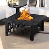 VECELO 30" Square Propane Fire Pit Table Faux-Stone Tabletop 50,000 BTU Gas with Mesh Lid Black - 2 of 4
