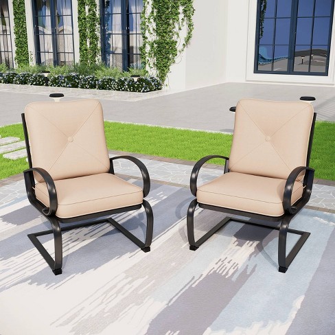 Metal patio chairs online with cushions