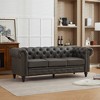 HYLEORY 84" Leather Chesterfield Sofas for Living Room, Rolled Arm 3-Seater Large Couch Deep Button Nailhead Tufted Couches for Office Apartment - 4 of 4