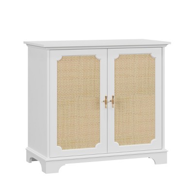 GlasFlength Kitchen Storage Accent Kitchen Cabinet Storage Cabinet Morden Sideboard Cabinet 2 Doors for Dining Room, White, 31.1"*14.96"*34.25"