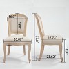 Set of 2 French Country Dining Chairs with Carved Wood Legs and Fan/Round Back in Linen for Kitchen or Dining Room-Cuddlewood - 4 of 4