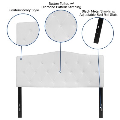 Elegant Full-Size White Tufted Upholstered Headboard