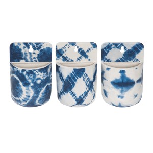 Transpac Ceramic Shibori Wall Pockets Set of 3 Spring Home Decorations - 1 of 1