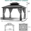 Dual-Layer Hardtop Gazebo, Heavy-Duty Galvanized Steel Frame with Netting & Curtains, All-Weather Aluminum Pavilion for Patio, Garden, Lawn, Deck - 3 of 3