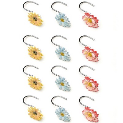 The Lakeside Collection Farm Fresh Flowers Bath Collection - Set of 12 Shower Hooks 12 Pieces