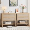COZONY Nightstands Set of 2, Rattan Bedside Tables with Drawers and Storage Shelf, Narrow Mid Century Modern Nightstand for Bedroom - 2 of 4
