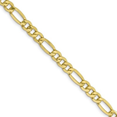 Black Bow Jewelry Men's 6.25mm, 10k Yellow Gold Hollow Figaro Chain Necklace
