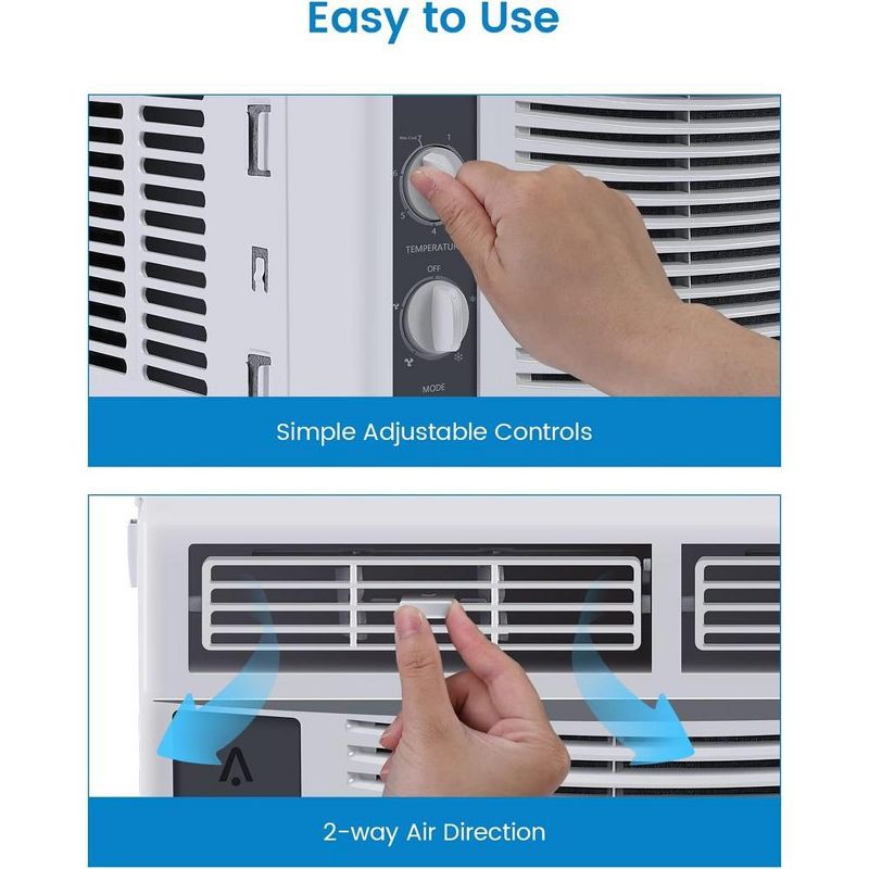 5000Btus Window Air Conditioner AC Unit W/ Mechanical Controls & Reusable Filter, 5 of 8
