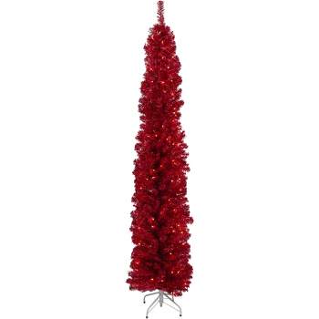 Northlight 6' Prelit Artificial Christmas Tree Red Tinsel - Clear Lights
