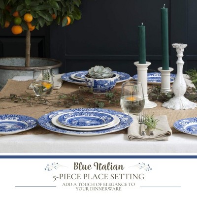 Blue Italian Porcelain 5-Piece Dinnerware Set