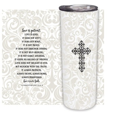 Elanze Designs Serenity Prayer Alabaster Scroll 20 ounce Stainless Steel Travel Tumbler