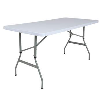 Flash Furniture 4.93-Foot Height Adjustable Granite White Plastic Folding Table