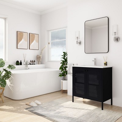 30 Inch Freestanding Bathroom Vanity With Ceramic Sink,Bathroom Storage Cabinets With Adjustable Shelves-Cuddlewood
