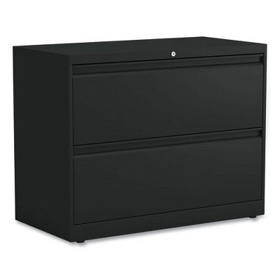 Black Steel 2-Drawer Lockable Lateral File Cabinet