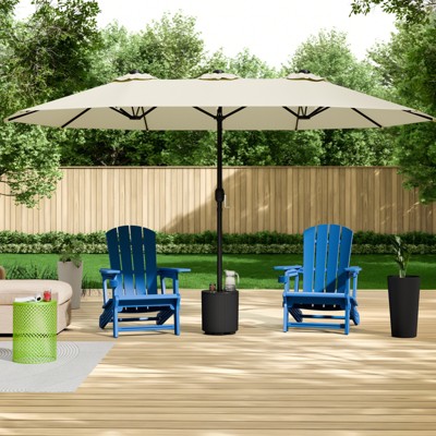 VisioGear Patio Umbrellas, Large Table Umbrella for Outdoor Patio, Outdoor Umbrella with Crank Handle, Off-White, 181.1"*106.2"*94.5"