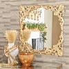 Metal Floral Carved Acanthus Wall Mirror with Distressed Details Gold - The Novogratz - 4 of 4