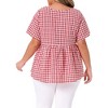 Agnes Orinda Women's Plus Size Gingham 1950s V-Neck Peplum Babydoll Tops with Button Detail - 4 of 4