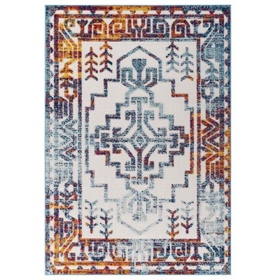 Modway Reflect Nyssa Distressed Geometric Southwestern Aztec 5x8 Indoor/Outdoor Area Rug
