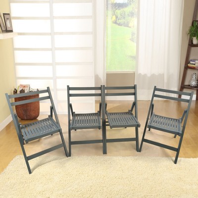 VYNXARIA Furniture Slatted Wood Folding Special Event Chair£¬Gray, Set of 4