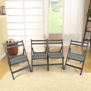VYNXARIA Furniture Slatted Wood Folding Special Event Chair£¬Gray, Set of 4 - 1 of 4