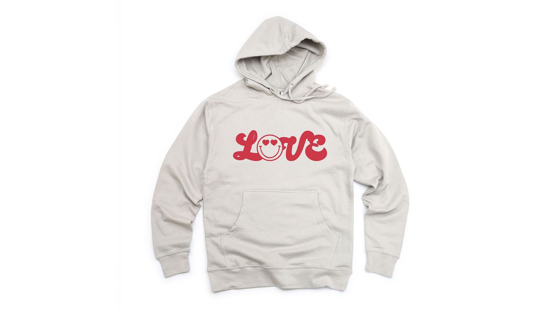 Simply Sage Market Women's Graphic Hoodie Love Smiley Face - L - Smoke