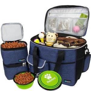 PetAmi Dog Travel Bag, Pet Supplies Organizer with Pockets, Food Container Collapsible Bowls, Gift Accessories Weekend Camping - 1 of 4