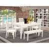 HomeStock 6-Piece Rectangle Linen White Finish Solid Wood Top Dining Table with 1 Bench, 4 Chairs - 2 of 4