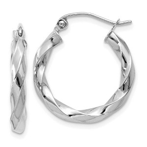 Black Bow Jewelry 3mm x 22mm Polished 14k White Gold Medium Twisted Round Hoop Earrings - 1 of 4