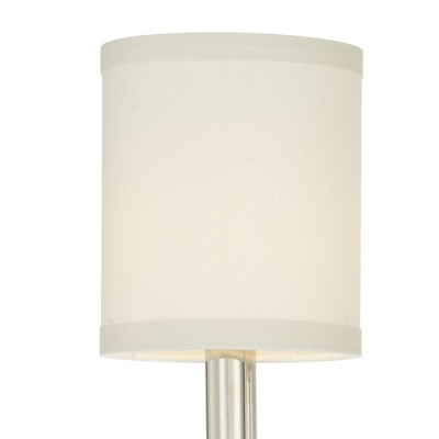 Paxton Elegance 2-Light Polished Nickel Sconce with Silk Shade and Glass Drops