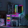Fredees Vanity Desk with Sliding Mirror and LED Lights, RGB Vanity with Charging Station - 3 of 4