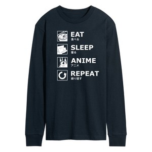 Men's - Instant Message - Eat Sleep Anime Repeat Long Sleeve Graphic T-Shirt - 1 of 4