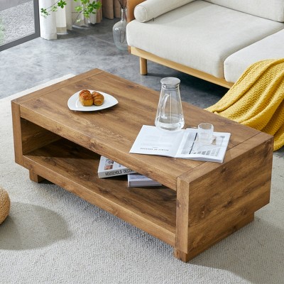 Dolonm Modern Minimalist MDF Coffee Table with Storage, 47.2" L x 23.6" W x 18" H,Mid-Century Design for Living Room