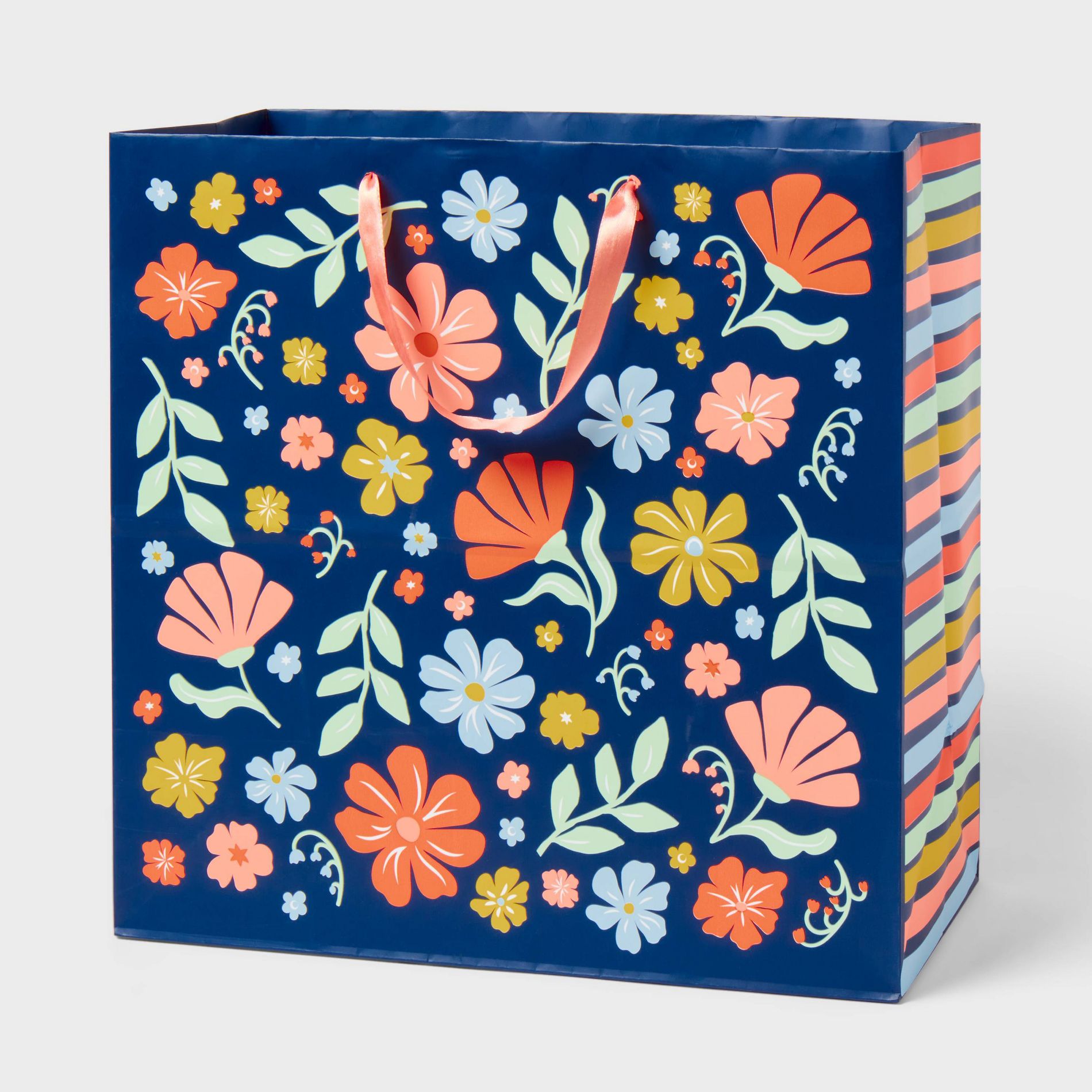 Square Gift Bag Floral on Blue - Spritz™