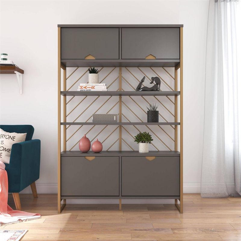 Brielle Shoe Storage Bookcase and Room Divider Graphite Gray - CosmoLiving by Cosmopolitan, 2 of 12