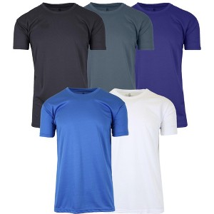 Galaxy By Harvic Men's Short Sleeve Moisture-Wicking Quick Dry Performance Crew Neck Tee- 5 Pack - 1 of 2